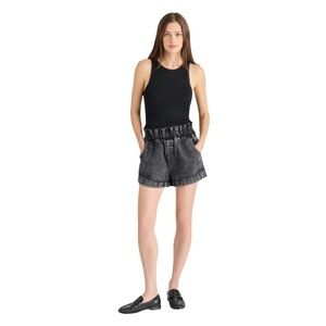 Refuge Gray High Waist Shorts with Paper-Bag Style